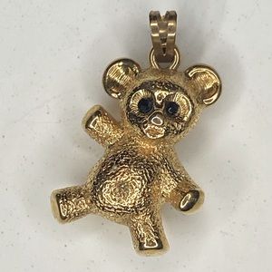 Vintage gold tone Monet teddy bear charm